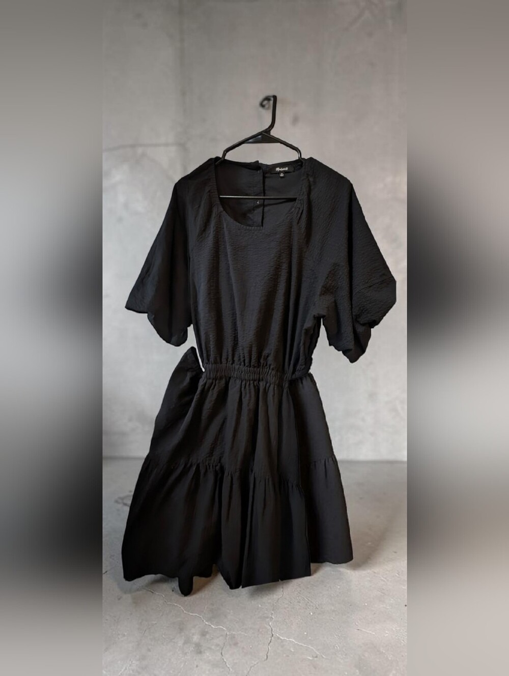 Madewell Black Short-Sleeve Tiered Longline Mini Dress Women's XL